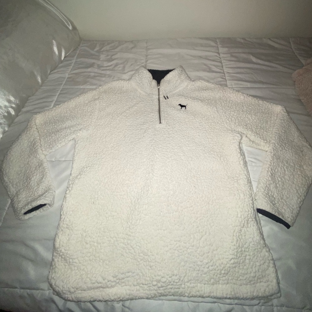 Victoria's Secret White Sherpa Quarter-Zip